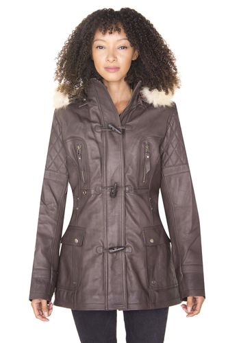 Womens Quilted Leather Parka Jacket-Brussels - - 8 - Infinity Leather - Modalova