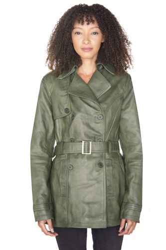 Womens Nappa Leather Trench Coat-Mosul - - 8 - Infinity Leather - Modalova
