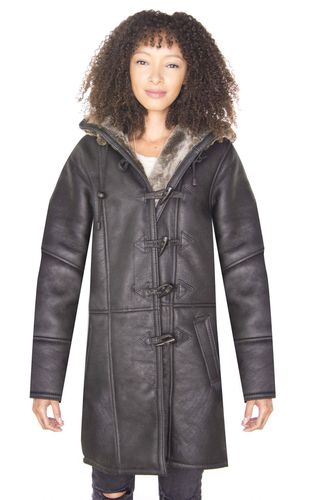 Womens Shearling Hooded Duffle Coat-Lille - - 10 - Infinity Leather - Modalova