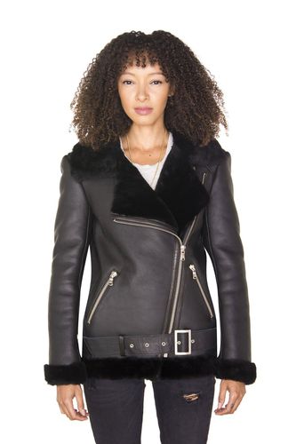 Womens Sheepskin Aviator Biker Jacket-Merida - - 10 - Infinity Leather - Modalova
