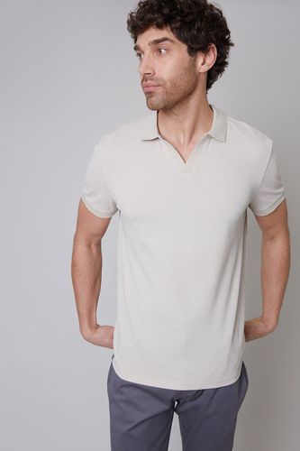 Wright' Printed Pique Open Collar Cotton Polo Shirt - - XXL - Threadbare - Modalova