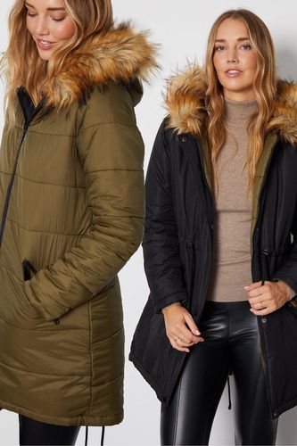 Womens 'Kenny' Faux Fur Trim Hood Reversible Parka - - 14 - NastyGal UK (+IE) - Modalova