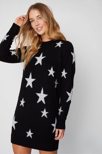Womens 'Celestial' Tinsel Star Knitted Jumper Dress - - 8 - Threadbare - Modalova