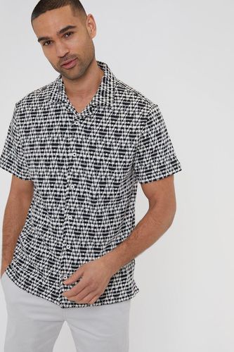 Mallace' Cotton Blend Zig Zag Revere Collar Short Sleeve Shirt - - XL - Threadbare - Modalova