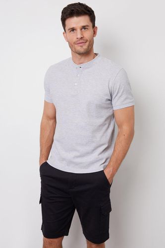 Avi' Grandad Collar Cotton Pique Polo Shirt - - M - NastyGal UK (+IE) - Modalova