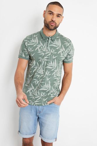 Bisbon' Leaf Print Cotton Polo Shirt - - XL - Threadbare - Modalova