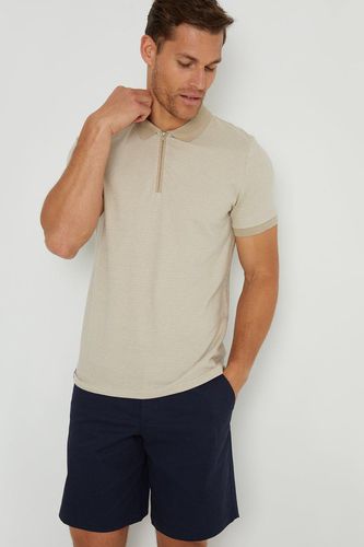 Leonard' Cotton Jacquard Quarter Zip Polo Shirt - - XL - Threadbare - Modalova