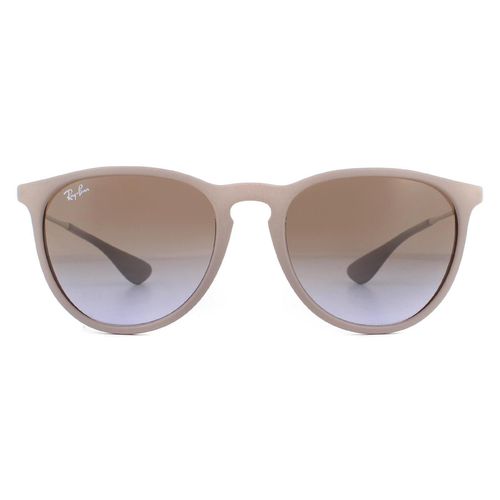 Womens Round Dark Rubber Sand Brown Gradient Erika 4171 Sunglasses - - One Size - Ray-Ban - Modalova