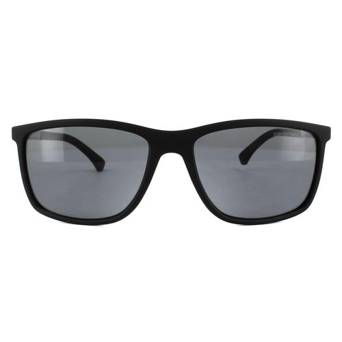 Rectangle Rubber Grey Polarized Sunglasses - One Size - Emporio Armani - Modalova