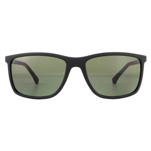 Rectangle Rubber Green Polarised Sunglasses - One Size - Emporio Armani - Modalova