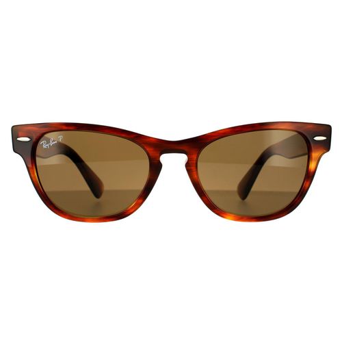 Rectangle Striped Havana Polarized Sunglasses - One Size - Ray-Ban - Modalova