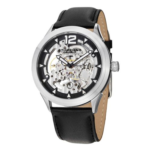 Legacy Hand-wind 45mm Skeleton Watch with Leather Band - - One Size - STÜHRLING Original - Modalova