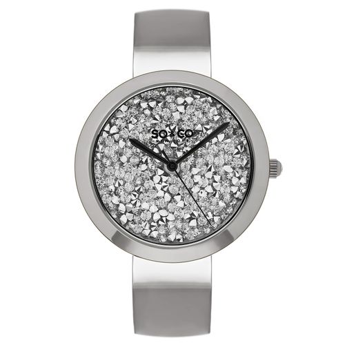 Womens Crystal Elegance: Stainless Steel Bangle Watch with Crystal-Studded Filled Dial and Quartz Movement - Model 5249 - - One Size - SO&CO - Modalova