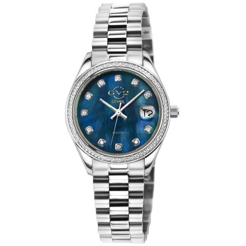 Womens Turin Diamond 12429B Blue MOP Dial Swiss Quartz Watch - - One Size - GV2 - Modalova