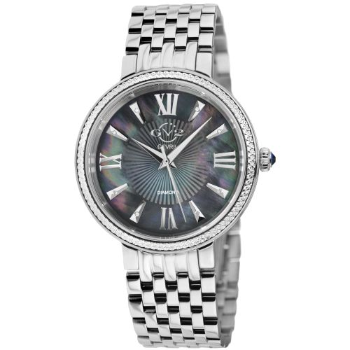 Womens Genoa Black MOP Dial, Stainless Steel Diamond Swiss Quartz Watch - - One Size - GV2 - Modalova