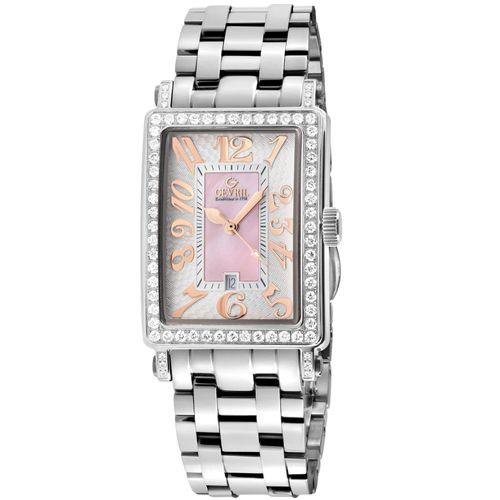 Womens Ave of Americas Mini Stainless Steel Diamond Case, Pink MOP Dial Swiss Quartz Watch - - One Size - NastyGal UK (+IE) - Modalova