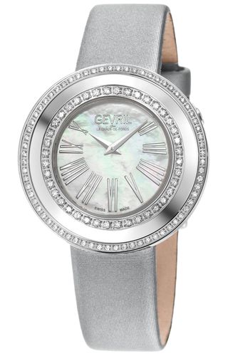 Womens Gandria Swiss Quartz Diamond Swiss Watch, 316L SS Case, White MOP Dial, Genuine Italian Made Silver Leather Strap - - One Size - NastyGal UK (+IE) - Modalova