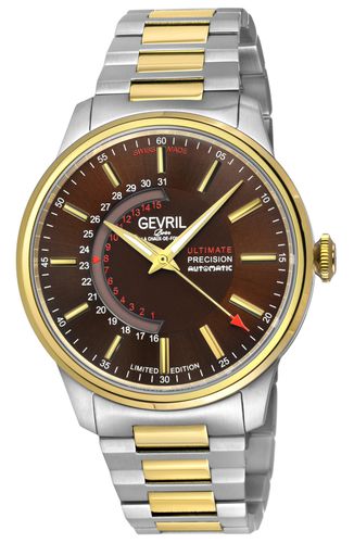Guggenheim Automatic 316L Stainless Steel Brown Dial, 316L Stainless Steel IP gold Satin and Polished Bracelet. - - One Size - Gevril - Modalova
