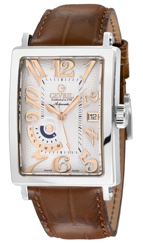 Womens Avenue of America's SS Case, Silver Dial, Genuine Italian Handmade Leather Strap - - One Size - Gevril - Modalova