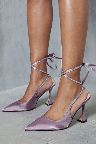 Womens Satin Diamante Tie Up High Heels - - 3 - MISSPAP - Modalova