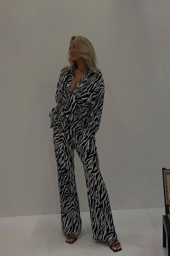 Womens Zebra Print Wide Leg Trouser Co-ord - - 8 - MISSPAP - Modalova