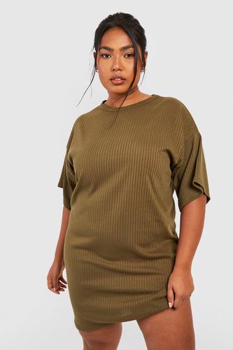 Womens Plus Basic Soft Rib Oversized T-Shirt Dress - - 20 - boohoo - Modalova