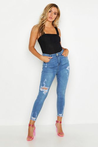 Womens Petite Skinny Distressed Jeans - - 10 - boohoo - Modalova