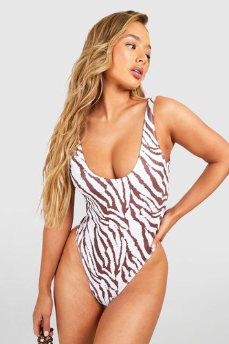 Womens Tiger Scoop Swimsuit - - 10 - boohoo - Modalova