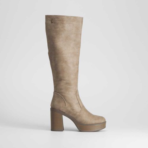 Bota alta de tacón con plataforma marrón - Talla: 36 - NYC - Modalova