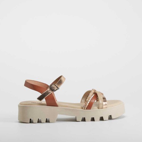 Sandalia tacón bajo de piel marrón OH GIRL - Talla: 38 - Oh girl! - Modalova