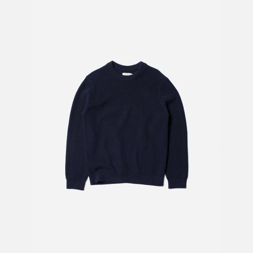 August Rib Cotton Sweater Navy Men's Organic Knits Small Sustainable Clothing - Nudie Jeans - Modalova