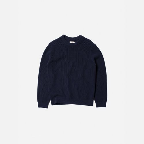 August Rib Cotton Sweater Navy Men's Organic Knits X Large Sustainable Clothing - Nudie Jeans - Modalova