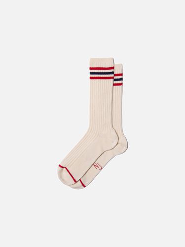Women Tennis Socks Retro Offwhite/Red Men's Organic One Size Sustainable Clothing - Nudie Jeans - Modalova