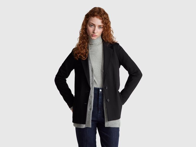 Benetton, Blazer En Mélange De Viscose Extensible, Noir - United Colors of Benetton - Modalova