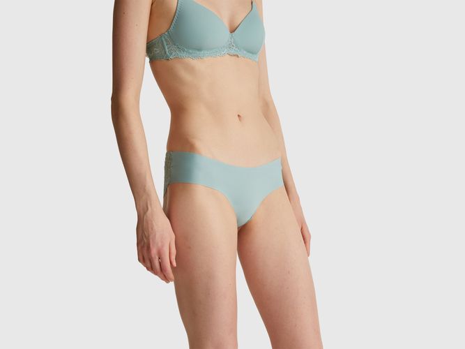 Benetton, Slip Extensible Avec Dentelle, Taille: L, Bleu Vert - United Colors of Benetton - Modalova