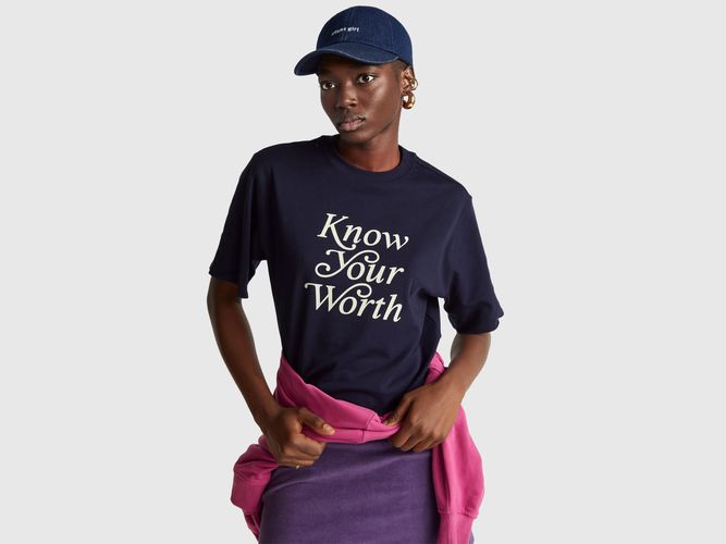 Benetton, T-shirt Avec Slogan, Taille: L, Bleu Foncé - United Colors of Benetton - Modalova