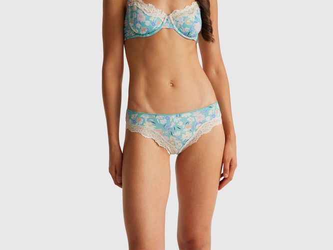 Benetton, Slip À Imprimé Floral, Taille: L, Bleu Vert - United Colors of Benetton - Modalova