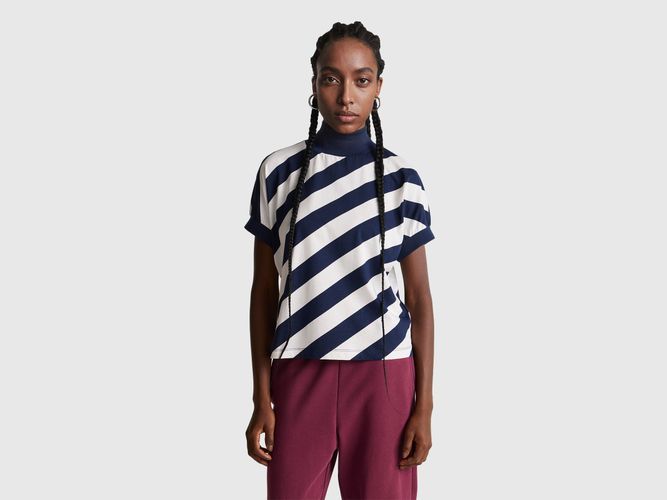 Benetton, T-shirt À Rayures Régimentaires, Taille: L, Bleu Foncé - United Colors of Benetton - Modalova