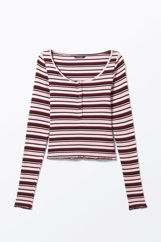 Geripptes Mini-Henley-Top - Rot Rosa Mehrfarbig - Monki - Modalova