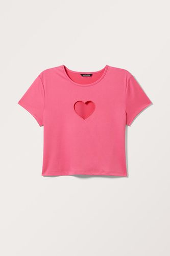 T-Shirt Mit Herzausschnitt - Rosa - Monki - Modalova