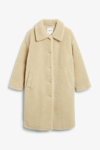 Langer Teddymantel - Beige - Monki - Modalova