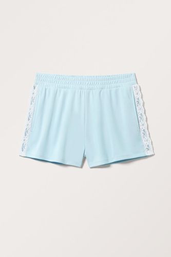 Mini-Shorts Mit Spitzeneinsatz - Blau - Monki - Modalova