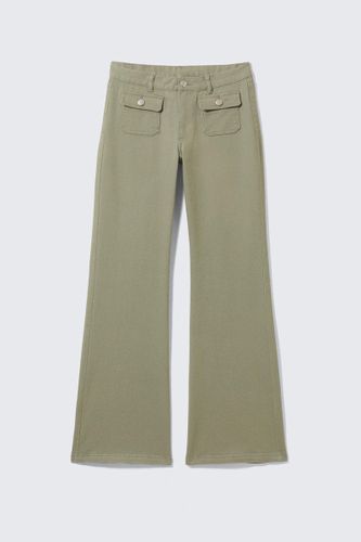 Niedrig Taillierte Bootcut-Hose Aus Twill - Grün - Monki - Modalova