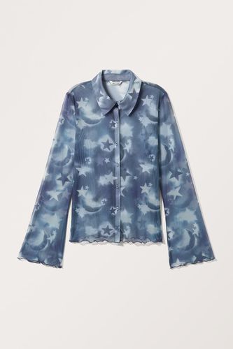 Langärmliges Mesh-Shirt - Blau - Monki - Modalova