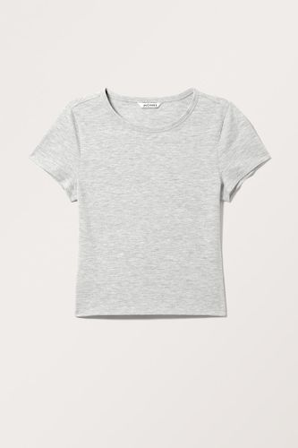 Bauchfreies, Körperbetontes Baumwoll-T-Shirt - Grau - Monki - Modalova