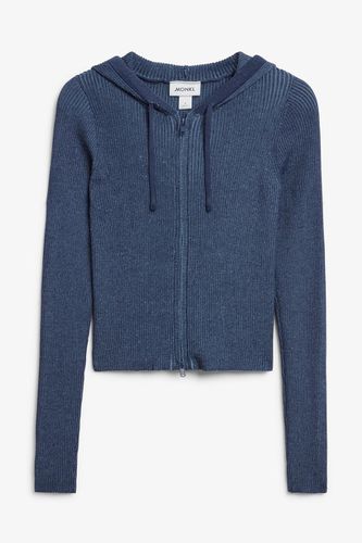 Strickjacke Mit Kapuze - Blau Mehrfarbig - Monki - Modalova