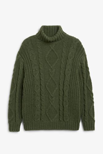 Grobstrickpullover Mit Rollkragen - Grün - Monki - Modalova