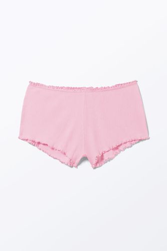 Gerippte Mini-Shorts Mit Rüschen - Monki - Modalova