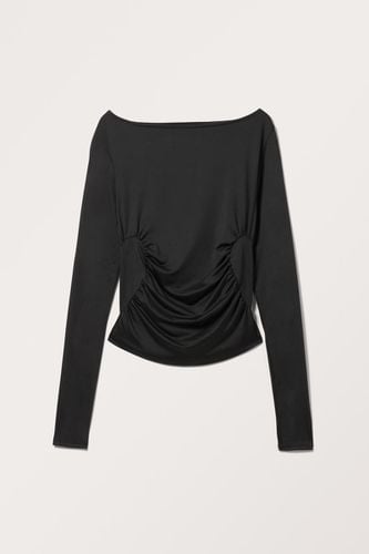 Gerafftes Longsleeve-Top Mit U-Boot-Ausschnitt - Grau - Monki - Modalova