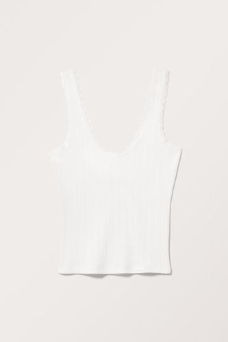 Enganliegendes Pointelle-Tanktop Mit Spitze - Monki - Modalova